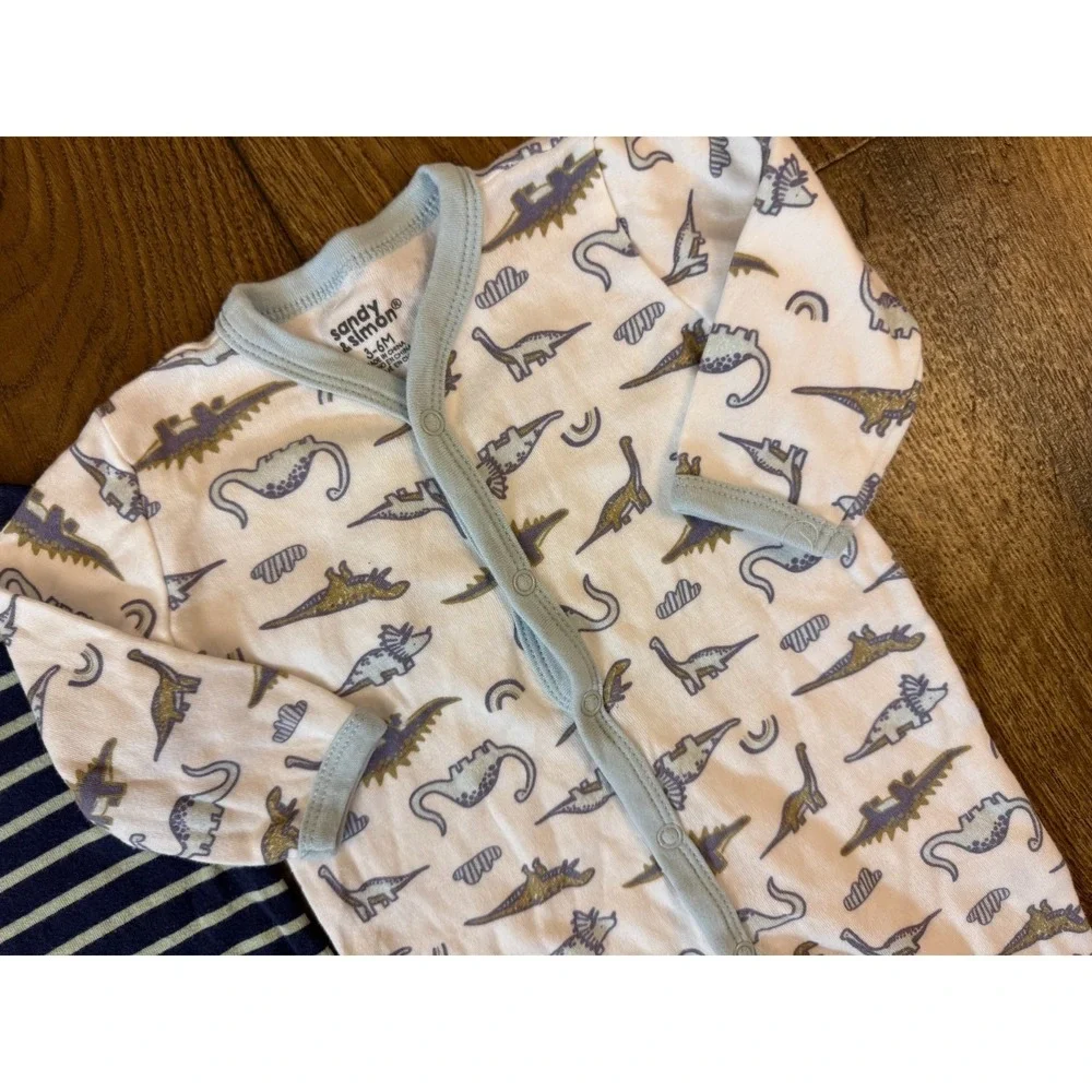 Baby Boy 3/6 Months Long Sleeved Rompers Outfits Pants Sleep And Play Lot Stripe